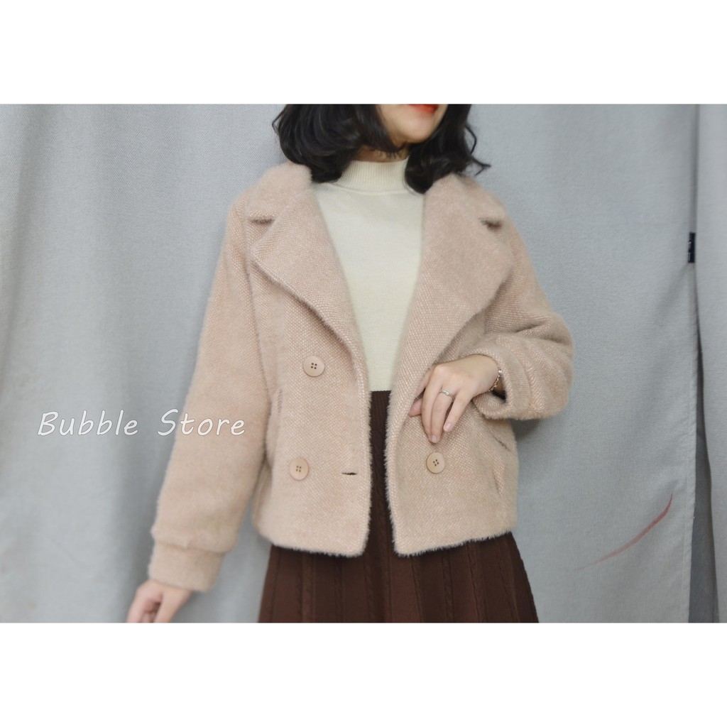 Áo dạ lông cao cấp 4 cúc màu be, xanh. | BigBuy360 - bigbuy360.vn