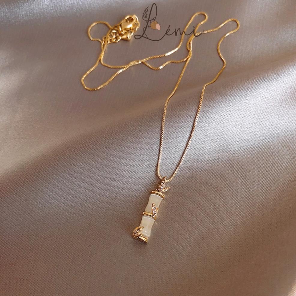 Dây chuyền nữ thép titan mặt hình đốt tre không rỉ độc đáo sang trọng, June accessories
