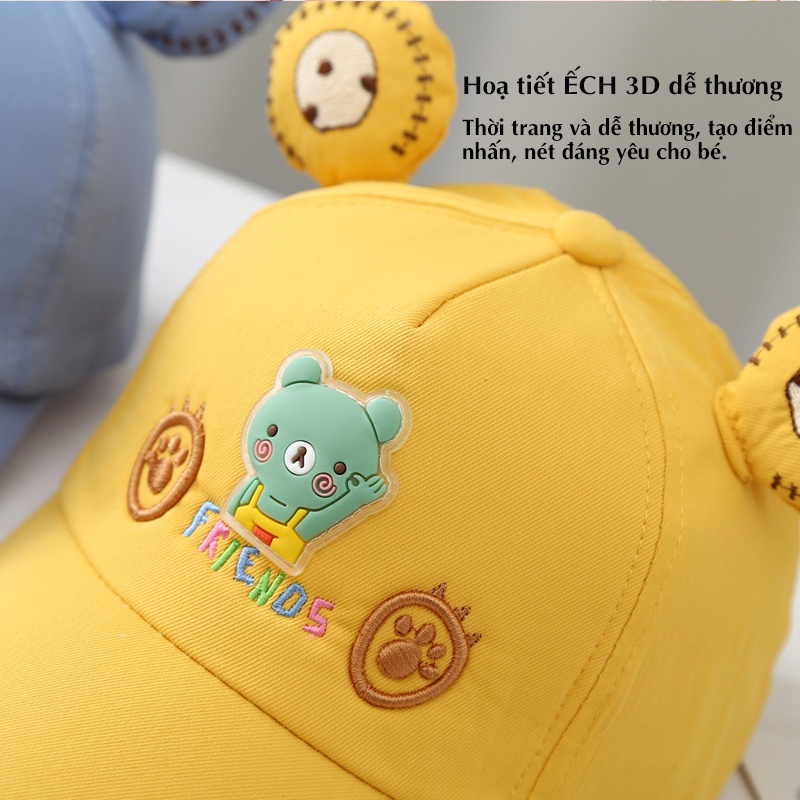 Nón mũ lưỡi trai trẻ em chống nắng 1-3 tuổi, hoạt hình ẾCH dễ thương, chất liệu cao cấp, phong cách Hàn Quốc Poco Home