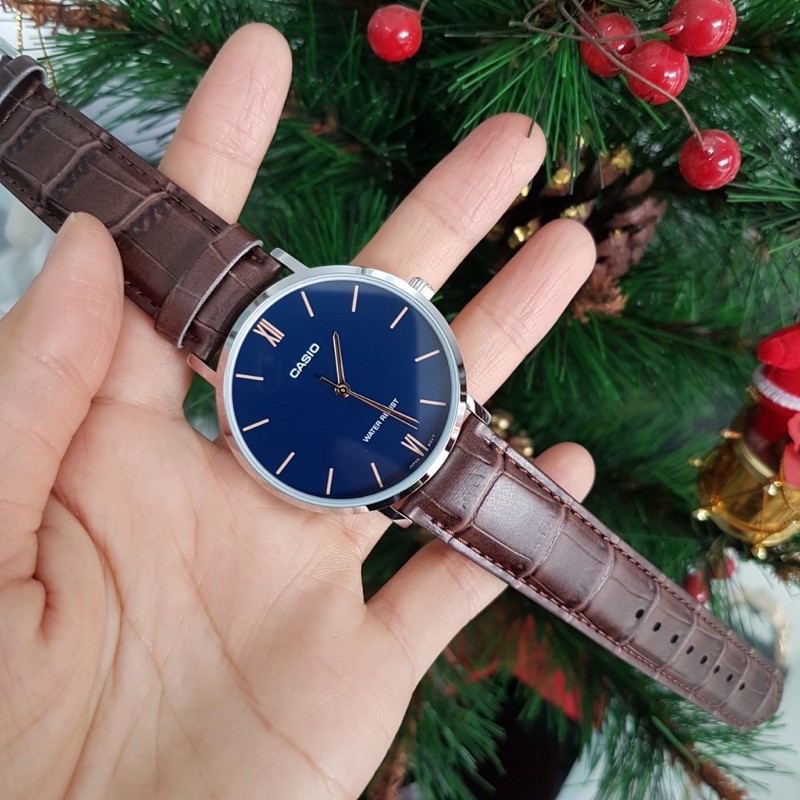 Đồng hồ nam dây da Casio Anh Khuê MTP-VT01L-2BUDF