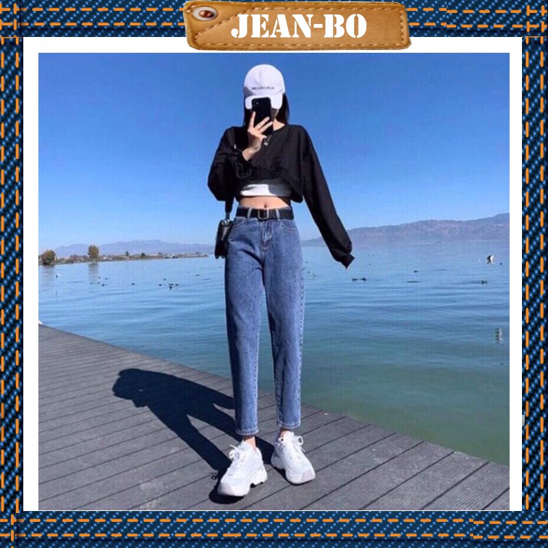 Quần jean bò baggy nữ lưng cạp cao chất xịn đẹp phong cách Hàn Quốc Hot Trend 2021 - JEANBO-J130