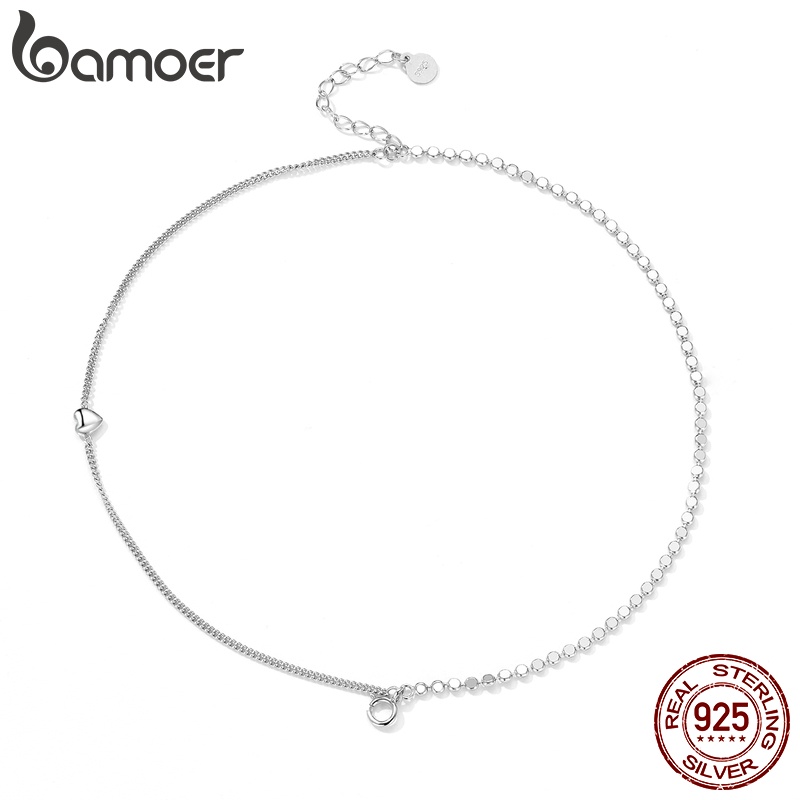 Vòng Tay Bamoer Bạc 925 Thiết Kế Mặt Trái Tim Đơn Giản