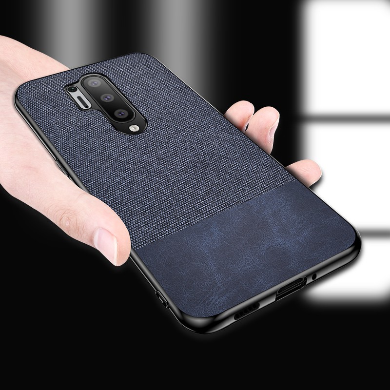 Oneplus One plus 6T 6 7 7T 8 Pro Leather Spliced Fabric Thin Phone Case Shockproof Casing Matte Protection Soft Shell Cover