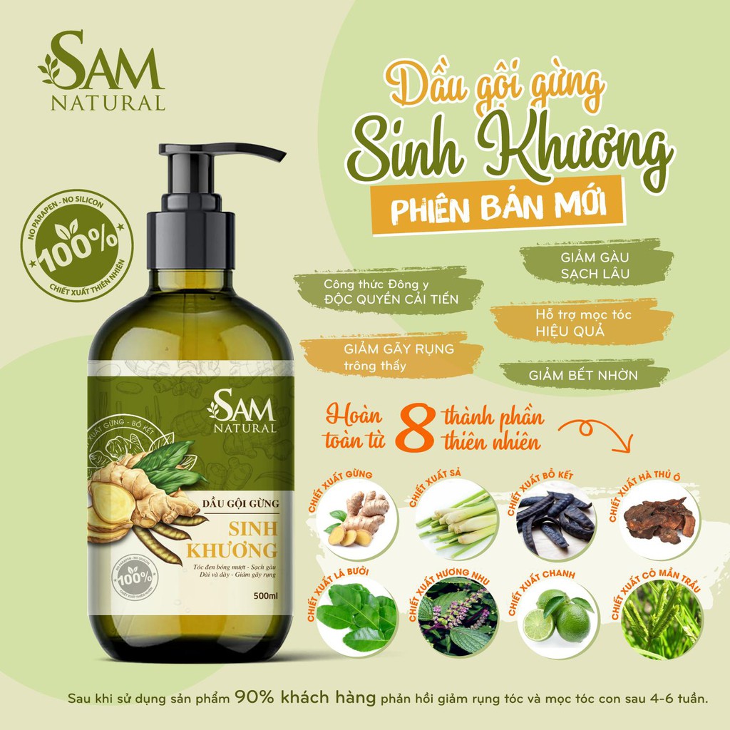 Dầu Gội Sinh Khương kích thích mọc tóc và chống rụng tóc - SAM NATURAL