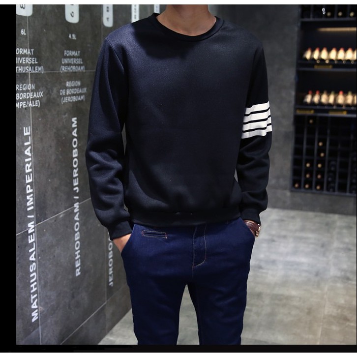 Áo Thun Nam Cổ Tròn Hàn Quốc 2 Sọc Cánh Tay | BigBuy360 - bigbuy360.vn