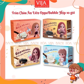 (Hộp 10 gói)Trân Châu Đường Đen, Kim Cương, Cốt Dừa, Cà Phê Ăn liền Oppa Bubble OppaBubble hộp 350g