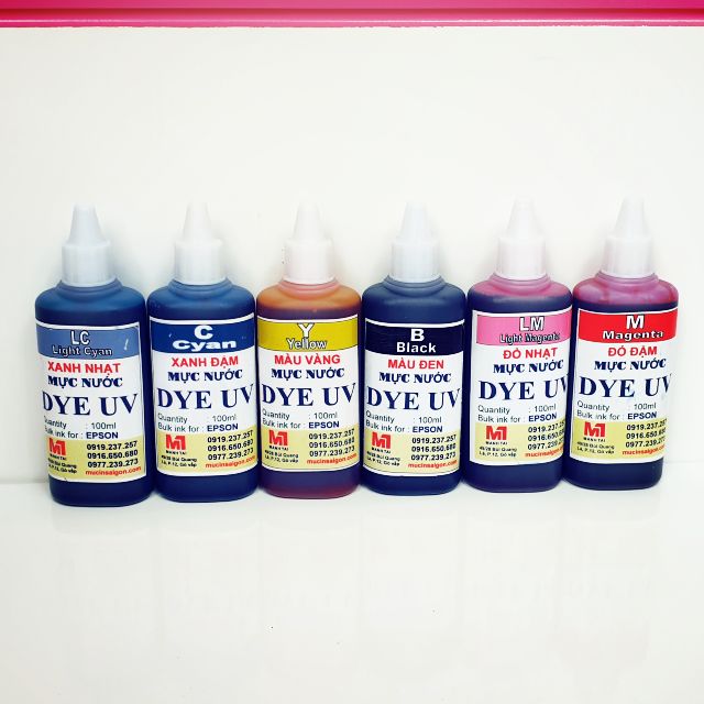 Mực in epson - Mực nước Dye UV loại 100ml dùng cho máy in phun màu Epson T50 / T60 / L800 / L1800/ L805...