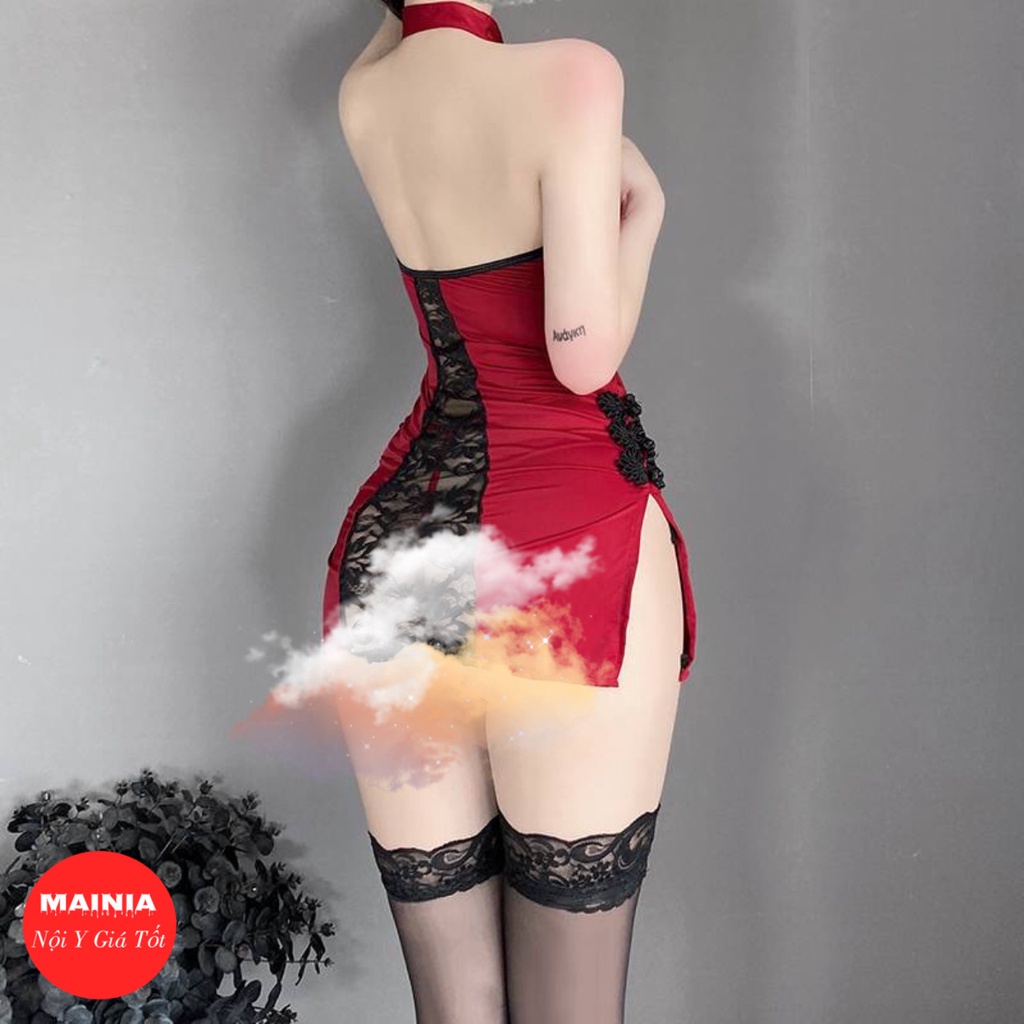 [Cao Cấp Loại 1] Đầm Ngủ Váy Ngủ Sườn Xám Thun Cao Cấp Phối Ren Phong Cách Trung Hoa Quyến Rũ Sexy Gợi Cảm Mainia Shop