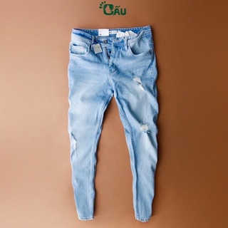 Quần jean nam rách Gấu 194 was cào kiểu vải jeans co dãn, dày dặn form slimfit - 5000