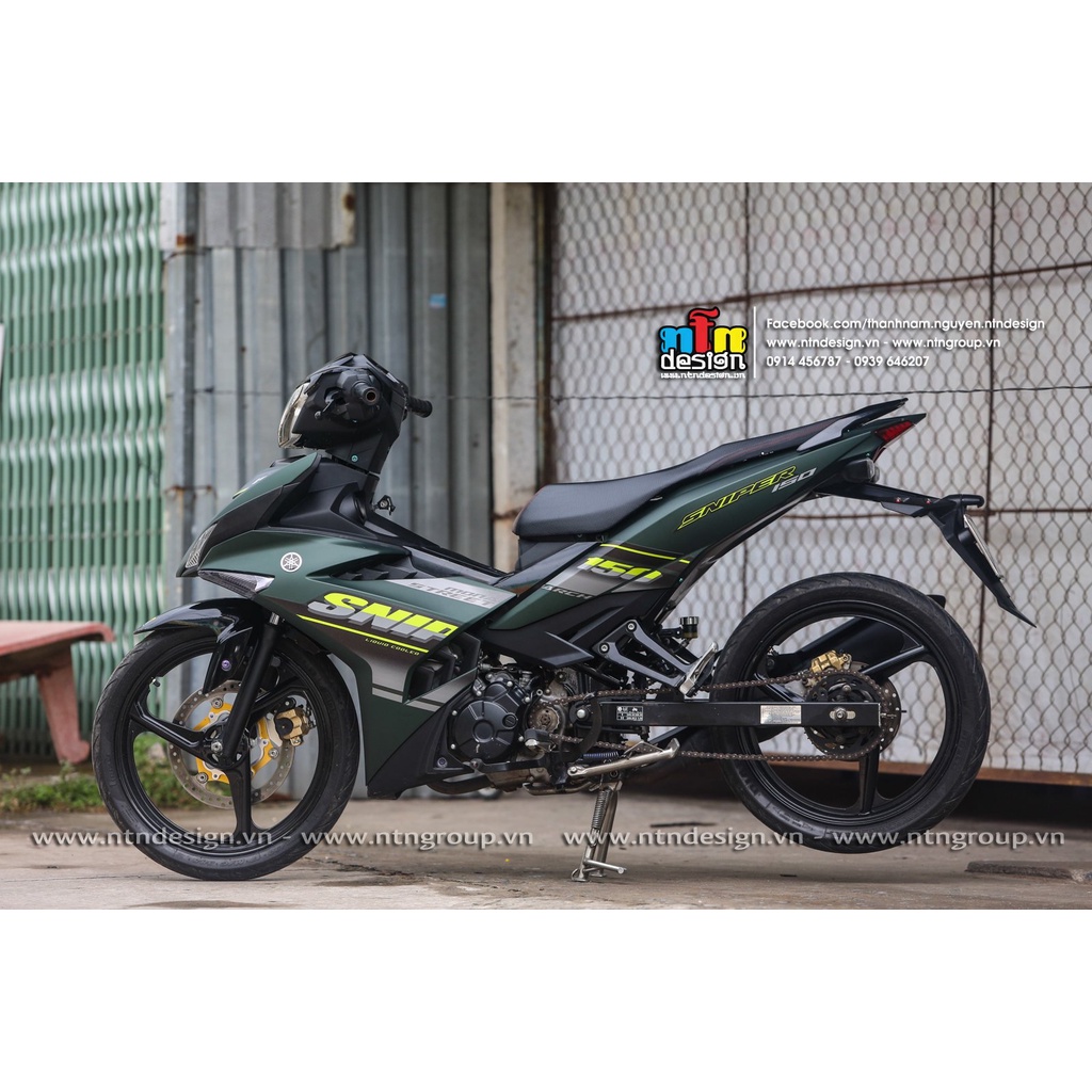 Tem rời Exciter 150 xanh nhám Sniper , tem 3 lớp cao cấp , ảnh thực tế