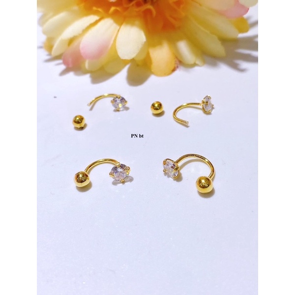 BÔNG TAI CONG ĐÁ VT_10k_Gold