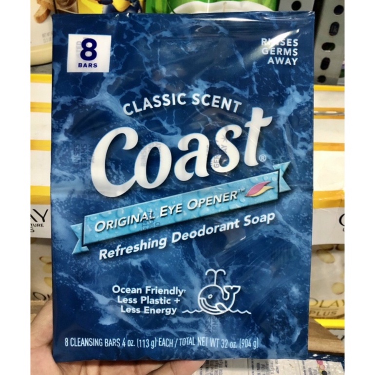 Sale Sốc Lốc 8 Xà Bông Tắm Coast Original Mỹ 113g Sạch khuẩn, Mềm da, Thơm gió biển - Xà Bông Cục