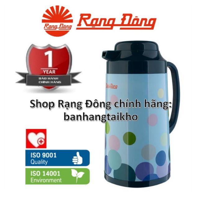 Phích nước Rạng Đông cao cấp 1 lít, nhỏ gọn, nút ấn tiện dụng RD 1040TS