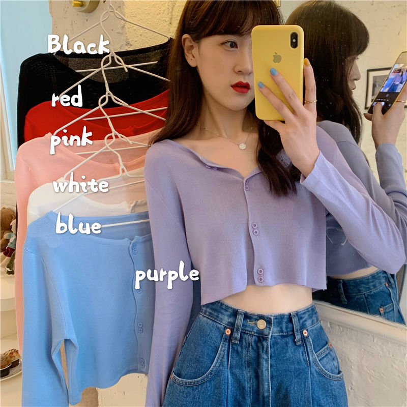 Áo Cardigan Dệt Kim Tay Dài Chống Nắng Thời Trang Mùa Hè Dành Cho Nữ