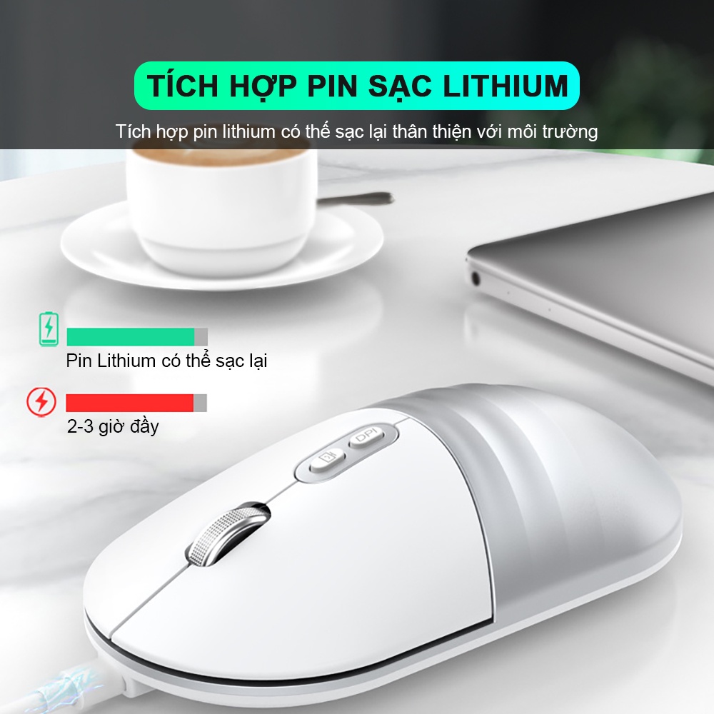 Chuột không dây Bluetooth pin sạc SIDOTECH A30 tắt âm silent công thái học nhỏ gọn nhiều màu sắc dành cho dân văn phòng