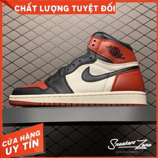Giày thể thao air jordan 1 retro high bred toe màu đỏ trắng cao cổ cực đẹp