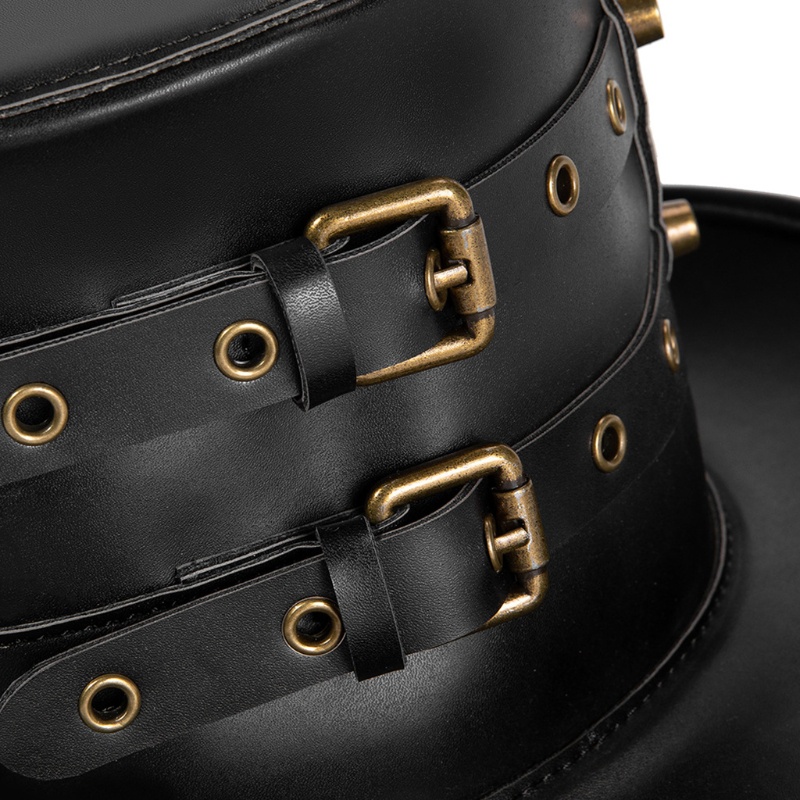 Mũ Phù Thủy Chất Liệu Da PU Màu Đen Hóa Trang Halloween