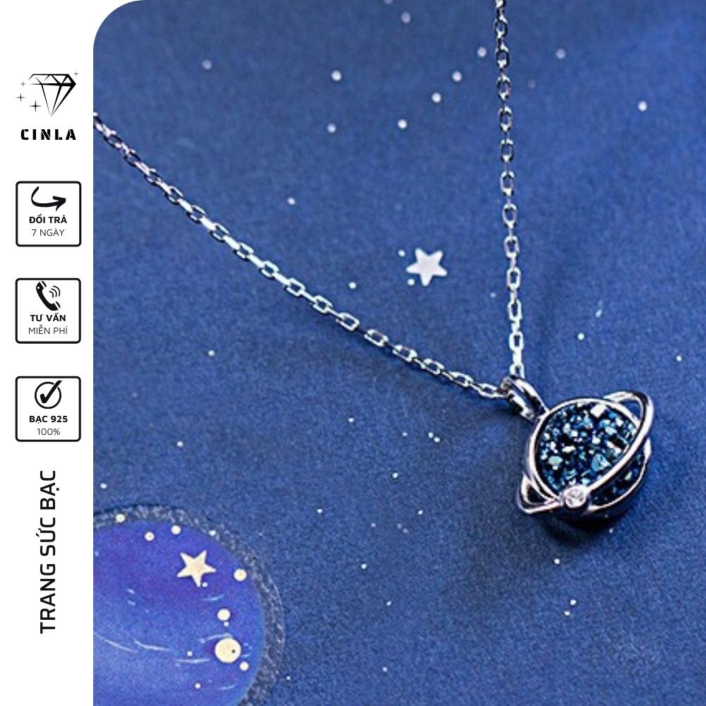 Vòng cổ nữ dây chuyền mạ bạc 925 chính hãng hình địa cầu trang sức CINLA DC038