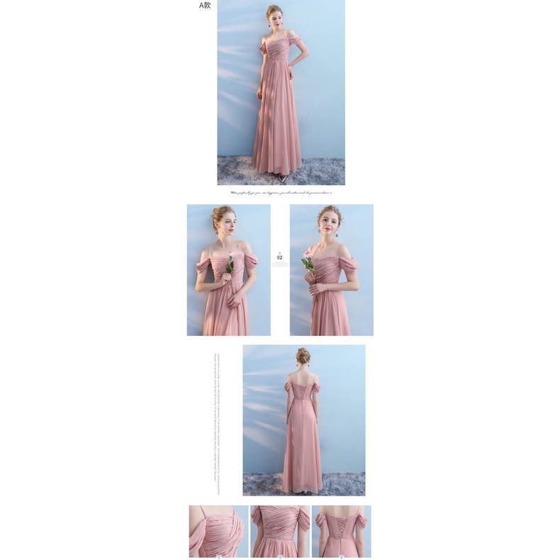 Đầm Maxi Vải Voan Màu Hồng Thời Trang Sang Trọng Cho Phù Dâu