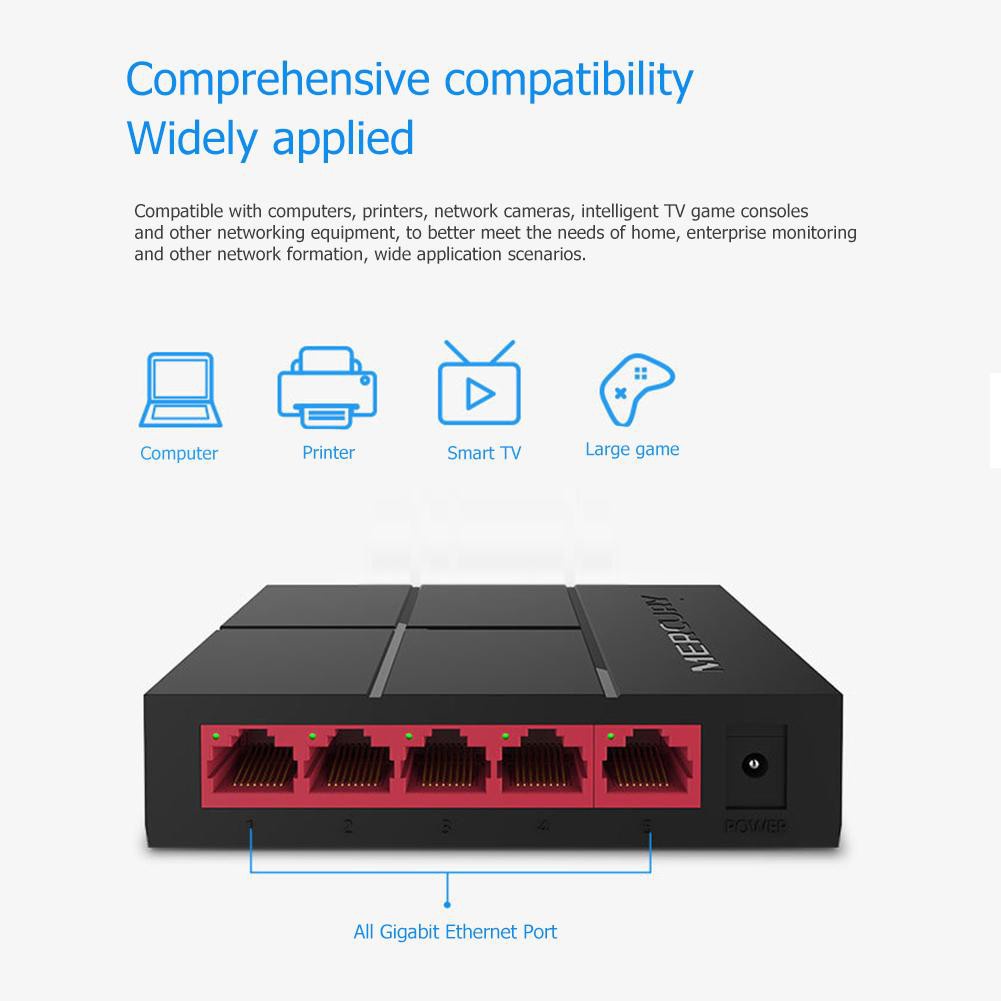 Bộ chia mạng switch cổng LAN 1000Mbps/1Gbps Mercusys - 5 cổng lan MS105G