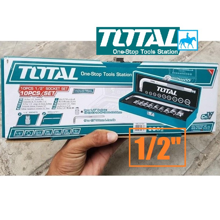 TOTAL Bộ 10 Đầu Tuýp CrV DIN THTL121101