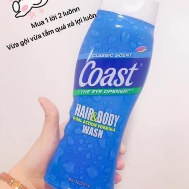 Sữa tắm và gội Coast Mỹ Hair &amp; body wash 532ml của Mỹ