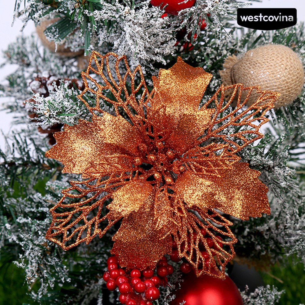 Phụ Kiện Hình Hoa Trang Trí Cây Thông Giáng Sinh Lấp Lánh