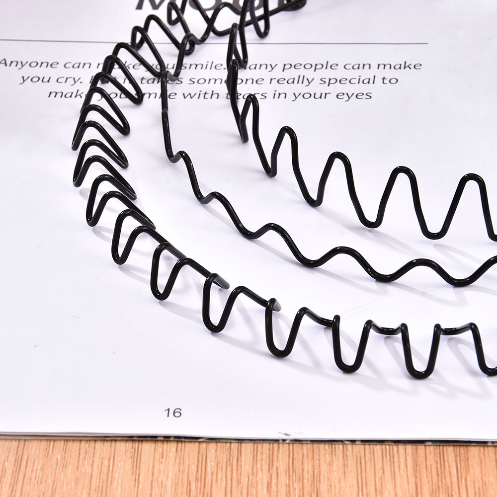 Set 6 Băng Đô Kim Loại Màu Đen Gợn Sóng Phong Cách Thể Thao Cho Nam Và Nữ