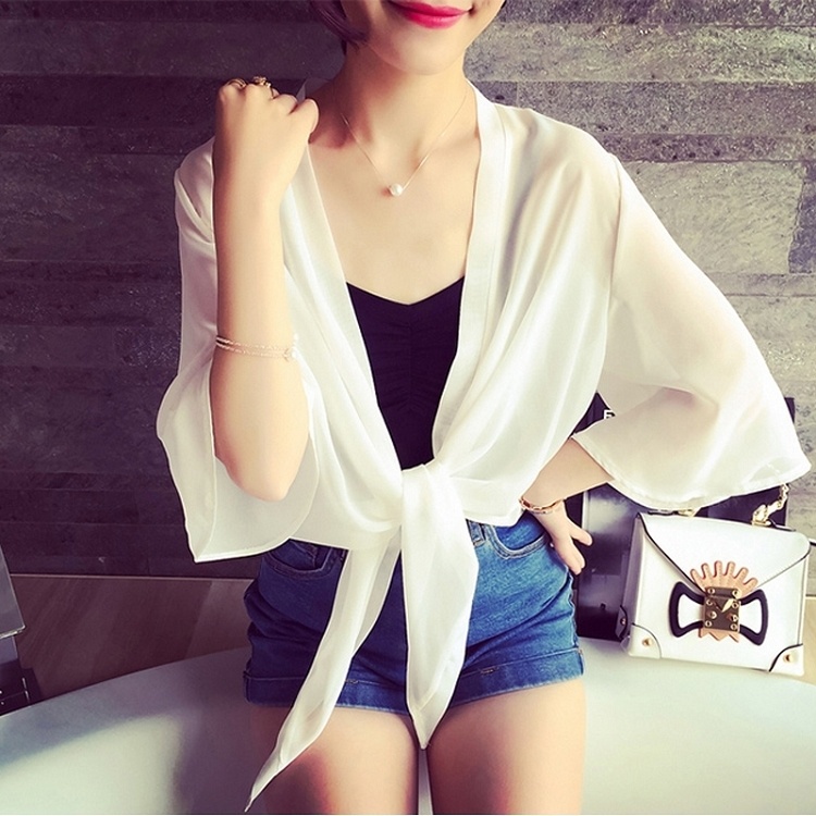 Áo khoác voan mỏng ngắn dáng rộng chống nắng thời trang mùa hè cho nữ
