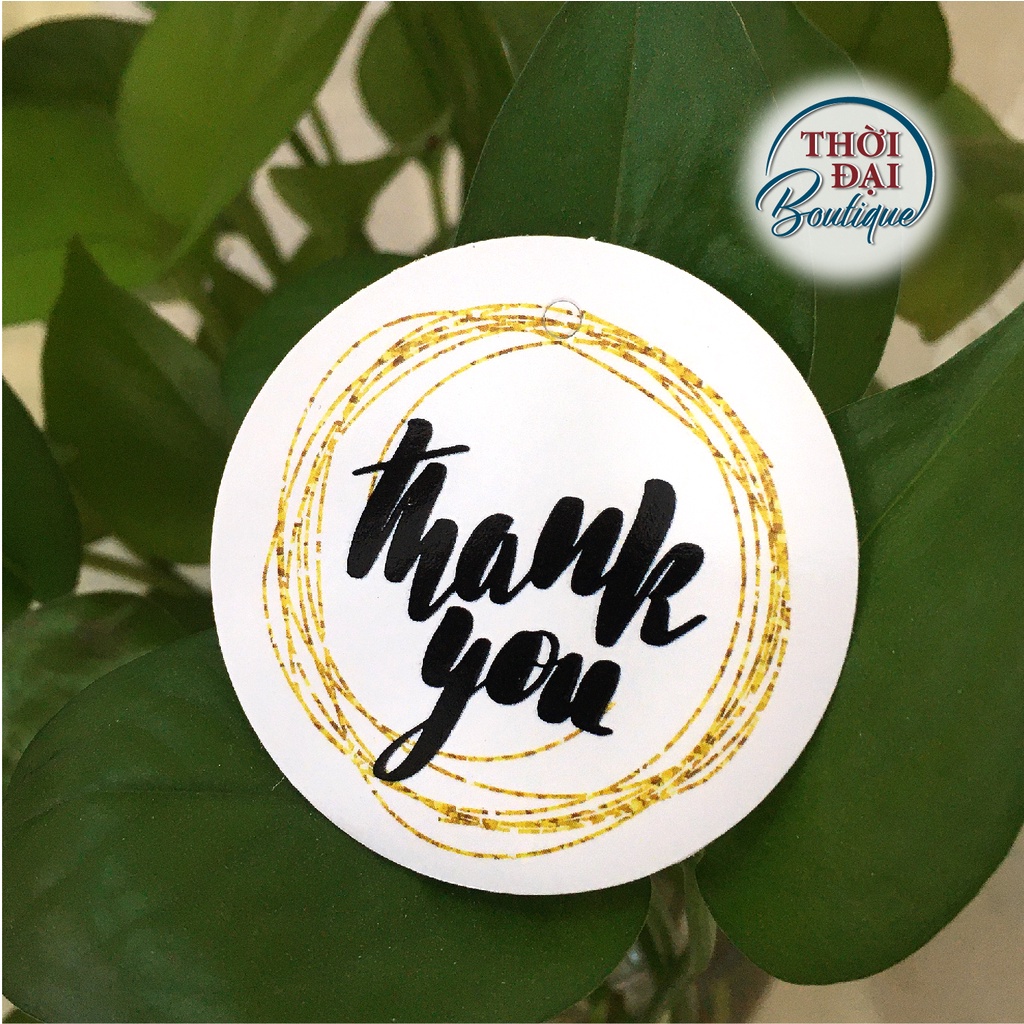 100 Tag / Thẻ Treo "Thank You" Tròn In Hình Kim Tuyến Lấp Lánh Blink Blink - 3 Mẫu