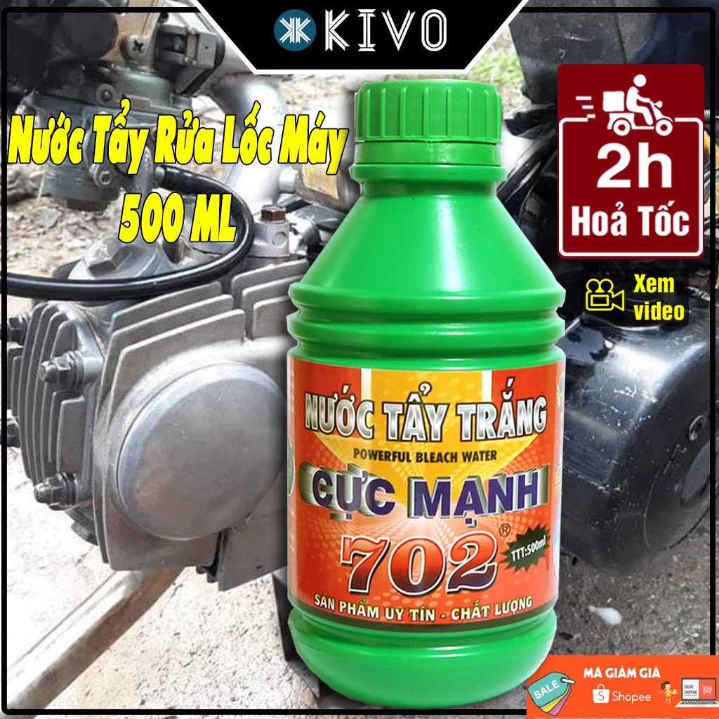 Dung Dịch Tẩy Rửa Lốc Máy Cực Mạnh 702 - Nước Tẩy Rửa Xe Máy Đầu Bò, Bình Xăng Con Tẩy Trắng Đa Năng Kivo