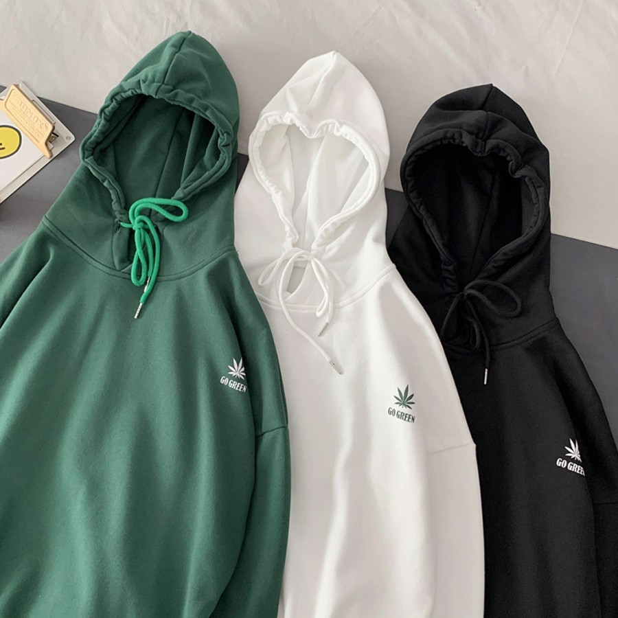 Áo hoodie unisex GO GREEN cá tính chất liệu nỉ bông xuất Hàn cao cấp