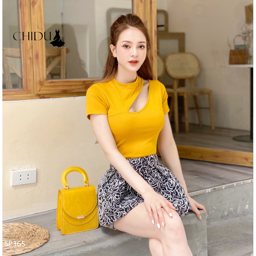 [Mã FAMAYWA giảm 10K đơn 50K] CHIDU Áo thun ngắn tay cổ khoét, áo thun nữ ngắn tay cá tính SP365 | BigBuy360 - bigbuy360.vn