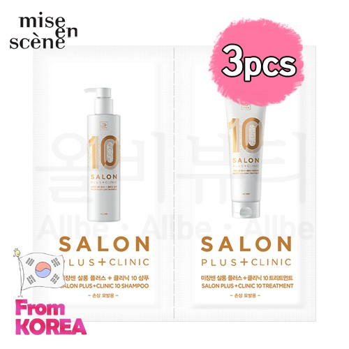 Bộ 3 gói MISE EN SCENE gồm tinh chất Salon Plus Clinic 10 hỗ trợ 6ml + dầu gội Salon Plus Clinic 10 6ml