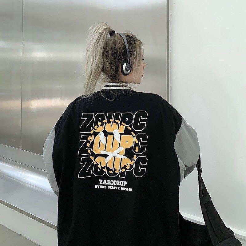 Áo khoác BOMBER R nỉ bông màu ĐEN/NÂU tay dài form rộng Ulzzang/Nam nữ unisex/FREESHIP ❤️