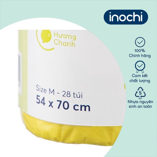 Túi rác tiện dụng inochi - Soji 25L x 28 túi (Size M) Hương Chanh có quai cầm