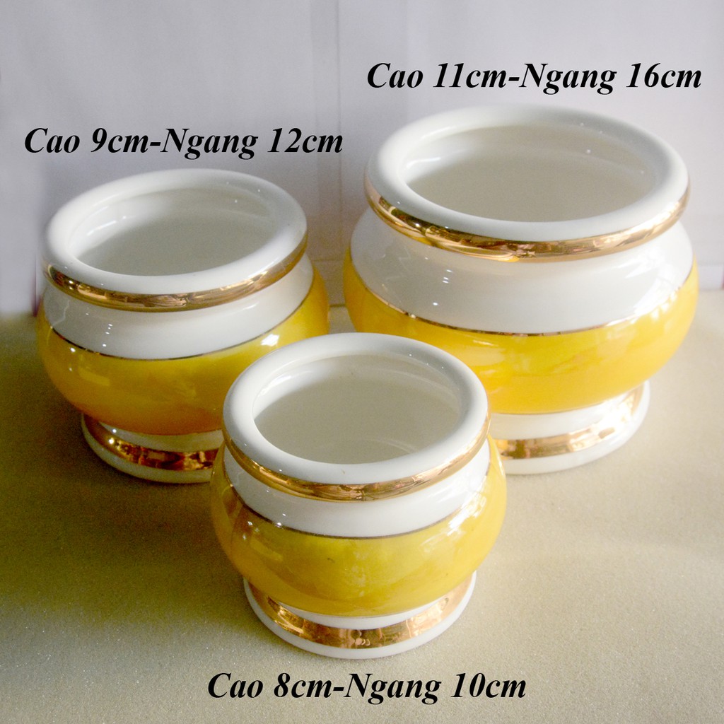 Lư hương thờ cúng bàn thờ gốm sứ vàng
