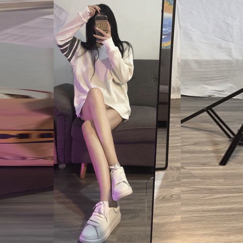 Áo nỉ dài tay họa tiết kẻ sọc vằn thời trang Hàn Quốc dành cho nữ