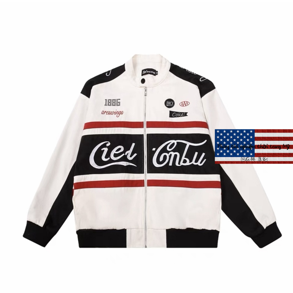 Phong cách Mỹ Vintage California Street Trend Splice thiết kế áo khoác mùa đông nam và nữ đầu máy đồng phục sinh viên đua xe đồng phục Couple Baseball Suit Top
