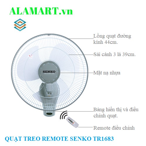 QUẠT TREO TƯỜNG REMOTE SENKO TR1683