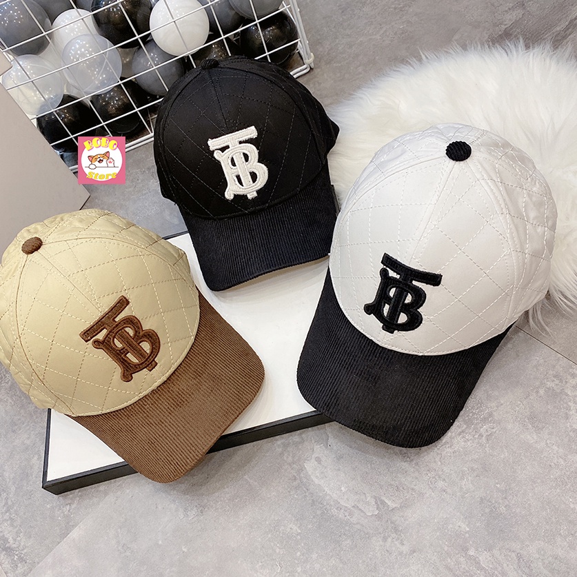 Mũ lưỡi trai Burberry gió trần trám mix nhung tăm hàng QC cao cấp