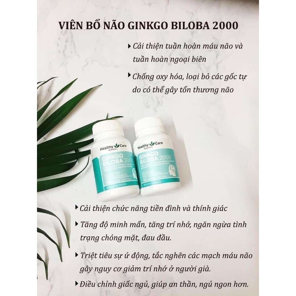 Viên uống bổ não Healthy care ginkgo bibola 100 viên của Úc- ĐỦ BILL-ĐI AIR-DATE XA | BigBuy360 - bigbuy360.vn
