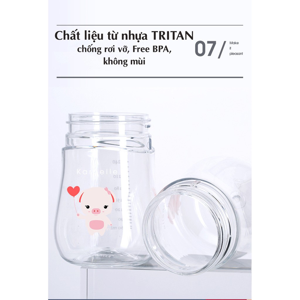 (Hợp tác với Anh Quốc) Bình tập uống nước cho bé Karpelle 300ml, có tay cầm, chống sặc, chống trào ngược, ống hút 360 độ