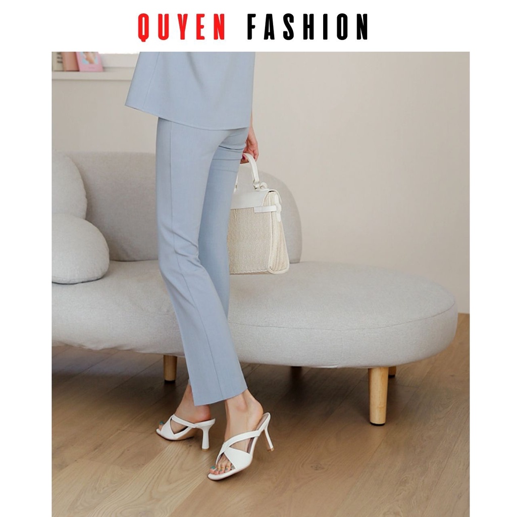 Quần tây nữ công sở màu xanh Pastel kiểu dáng suông đứng thời trang thanh lịch KQ136