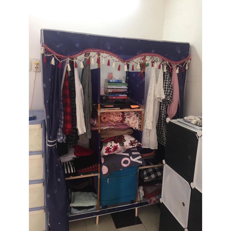 Tủ vải khung gỗ 3 buồng ảnh thật (hàng loại 1) | BigBuy360 - bigbuy360.vn