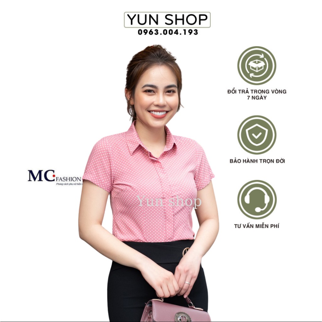 Áo Sơ mi công sở chấm bi đẹp - MC Fashion  A641 Màu hồng chấm bi