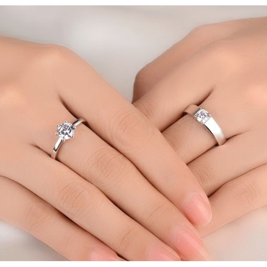 Nhẫn đôi đính đá, 1 cặp nhẫn đôi tình yêu trang sức cho tình yêu thăng hoa