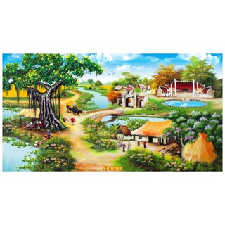 Tranh thêu chữ thập phong cảnh đồng quê lv3310 lv3311_chưa thêu