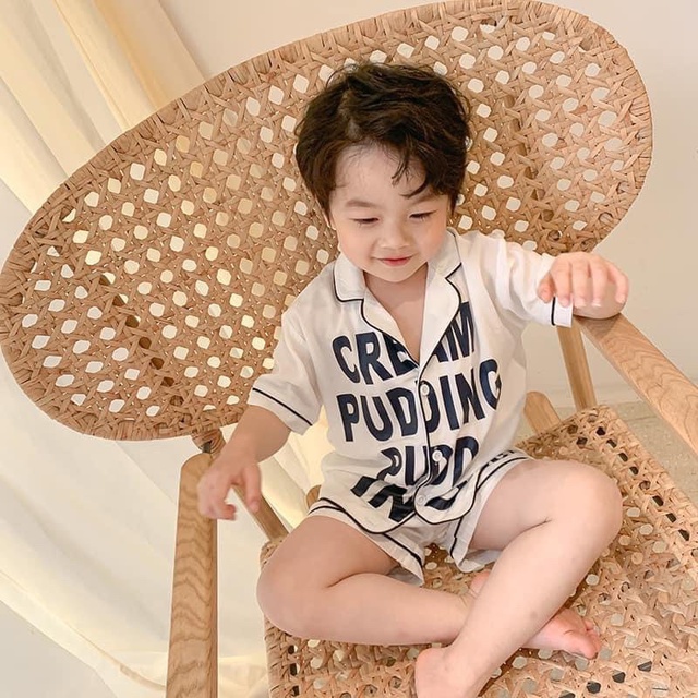 Bộ quần áo pijama Ngô Non chất liệu vải lụa hàn thấm hút mồ hồi cho bé trai từ 7 đến 18kg (PJ0001)