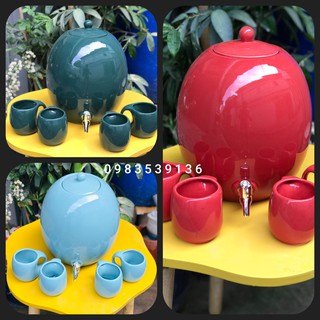 BÌNH NƯỚC GỐM SỨ BÁT TRÀNG 5 Lít và 8 Lít kèm cốc